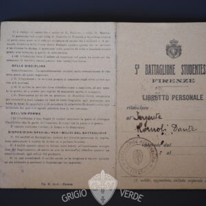 Tessera 1914 5° battaglione studentesco Firenze