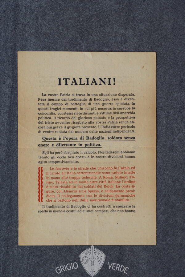 volantini R.S.I. ITALIANI - opera di Badoglio