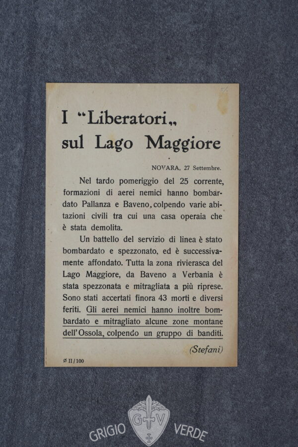 volantini R.S.I. i liberatori sul lago maggiore