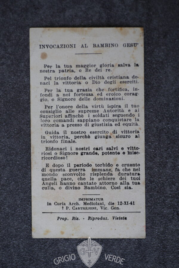 santino fascista bambino gesù retro
