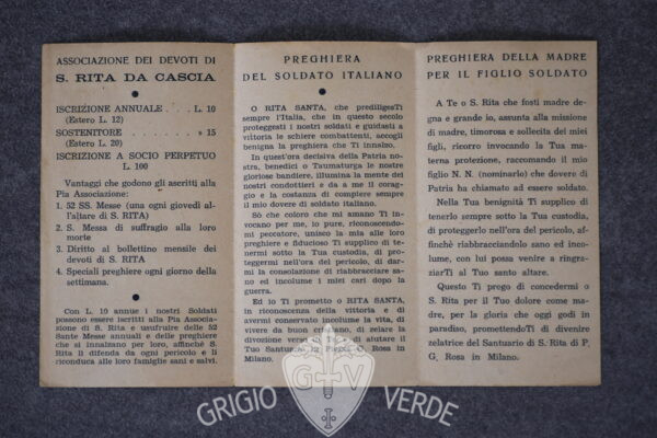santino fascista santuario di S. Rita retro