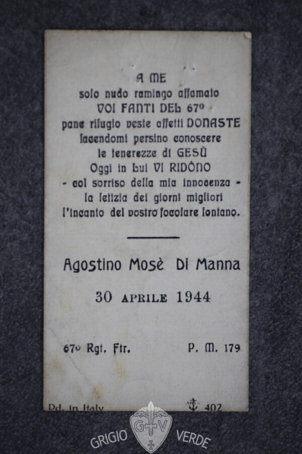santino militare 30 aprile 1944 retro