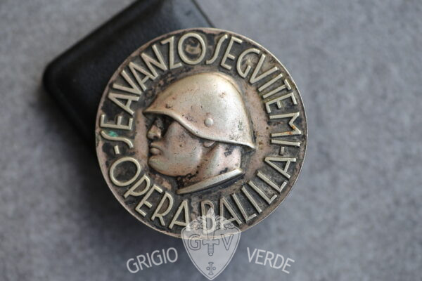 Medaglione Balilla se avanzo seguitemi Duce elmato Lorioli