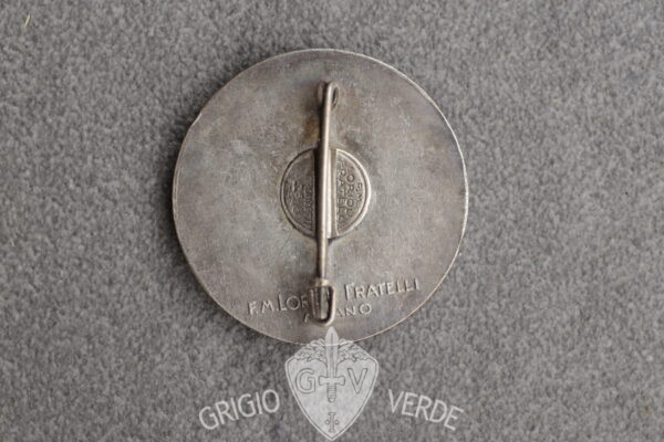 medaglione balilla II concorso nazionale avanguardisti moschettieri Bolzano anno XV lorioli var.11 retro