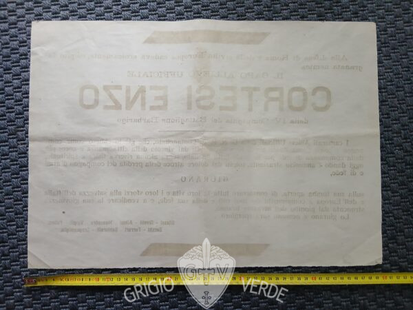 Manifesto funebre R.S.I. Battaglione Barbarigo difesa di Roma retro