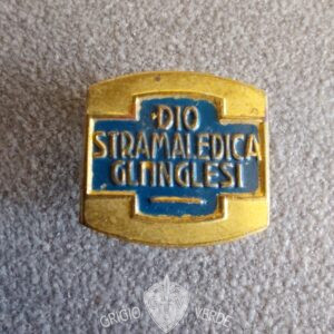 Distintivo Fascista Dio stramaledica gli inglesi attacco posteriore a piedino Lorioli