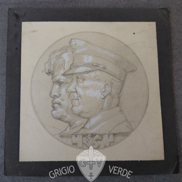 Bozzetto medaglia f.lli Senesi associazione italo germanica Duce F&uuml;hrer 2